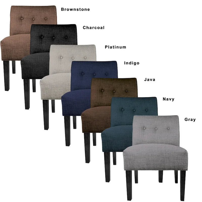 Button-Tufted Fabric Accent Chair with Espresso Wood Legs