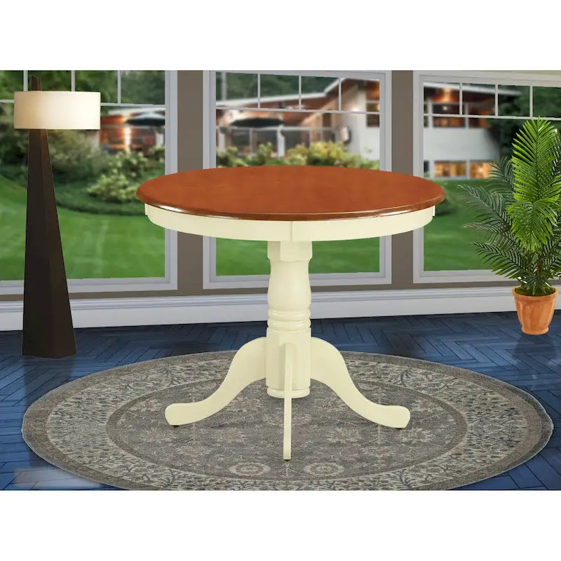 Round Solid Wood Pedestal Dining Table – 36 Inch