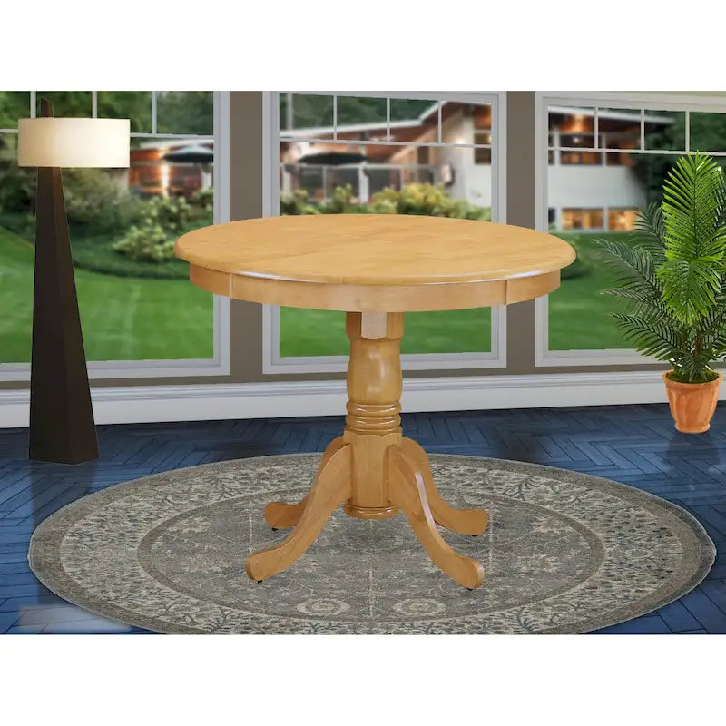 Table à manger ronde avec piètement central en bois massif – 36 pouces