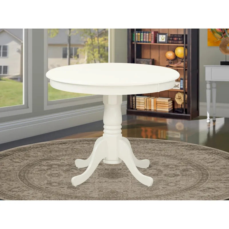 Table à manger ronde avec piètement central en bois massif – 36 pouces