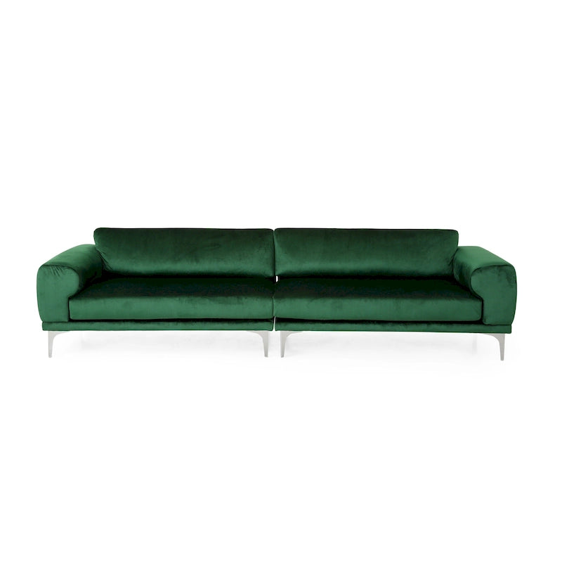 4-Seat Modern Glam Velvet Sofa with Silver Legs