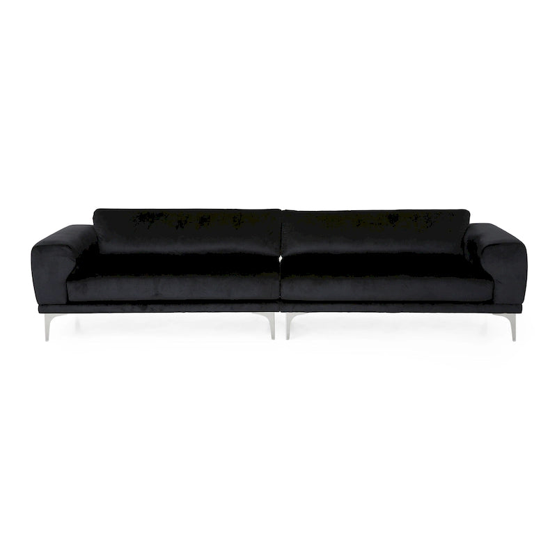 4-Seat Modern Glam Velvet Sofa with Silver Legs