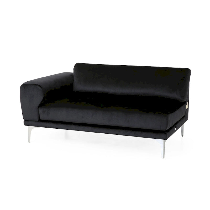 Modernes Glamour-Sofa für 4 Personen aus Samt mit silbernen Beinen