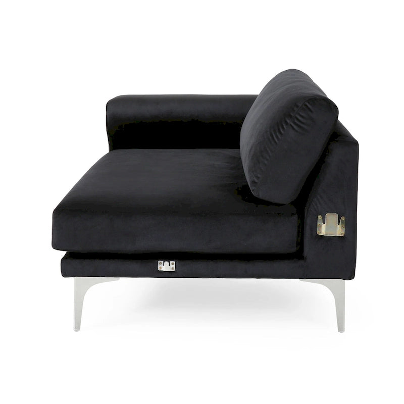 Modernes Glamour-Sofa für 4 Personen aus Samt mit silbernen Beinen