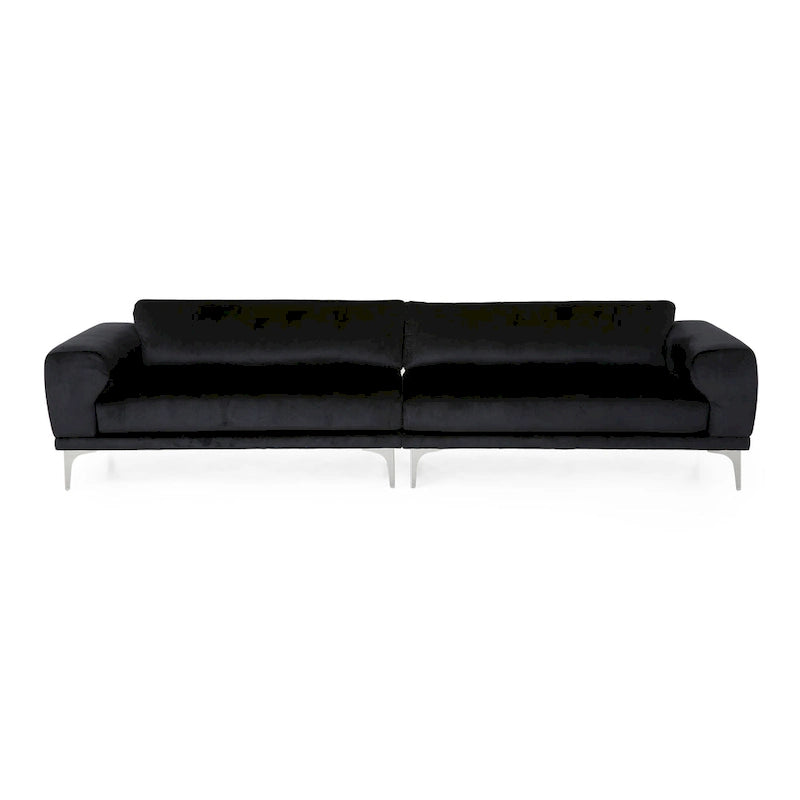 Modernes Glamour-Sofa für 4 Personen aus Samt mit silbernen Beinen