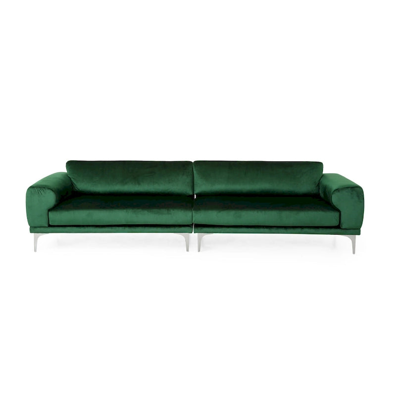 Modernes Glamour-Sofa für 4 Personen aus Samt mit silbernen Beinen