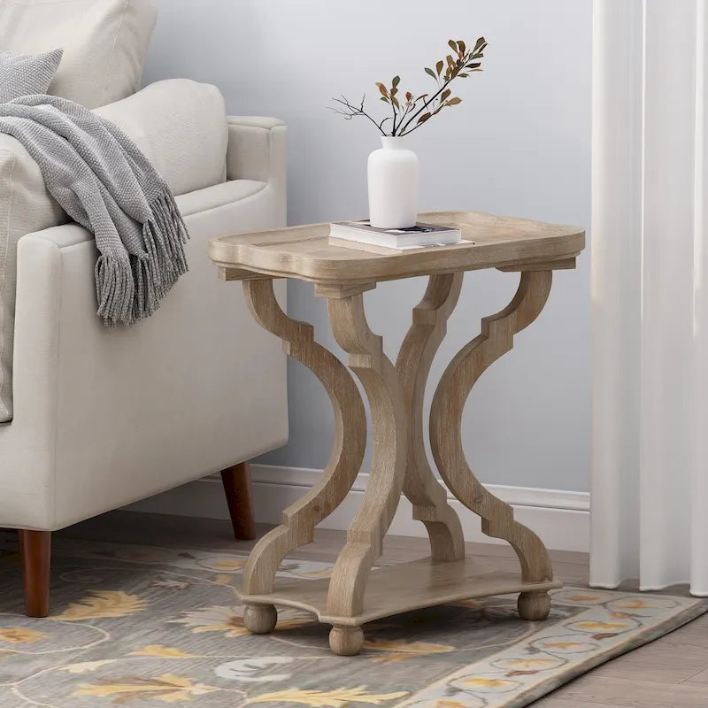 Table d'appoint de style campagne française avec plateau rectangulaire