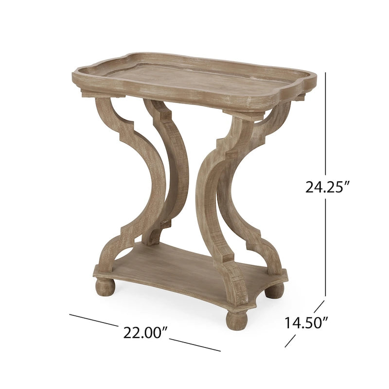 Table d'appoint de style campagne française avec plateau rectangulaire