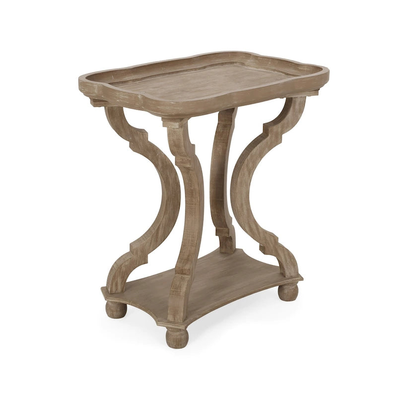 Table d'appoint de style campagne française avec plateau rectangulaire