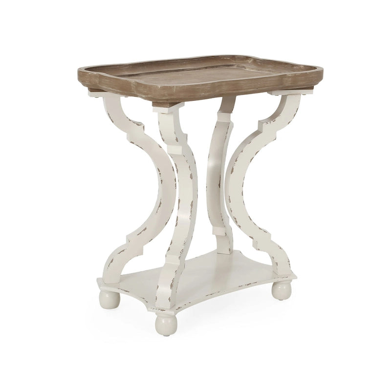 Table d'appoint de style campagne française avec plateau rectangulaire