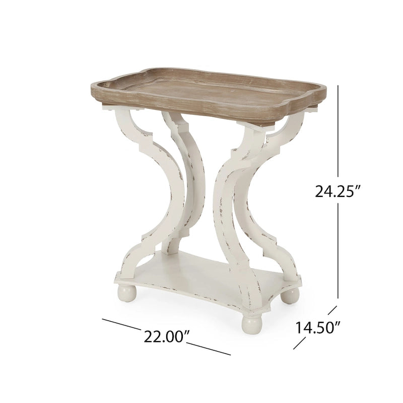 Table d'appoint de style campagne française avec plateau rectangulaire