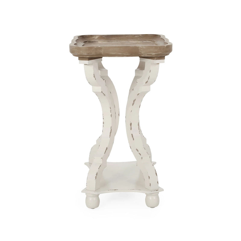 Table d'appoint de style campagne française avec plateau rectangulaire