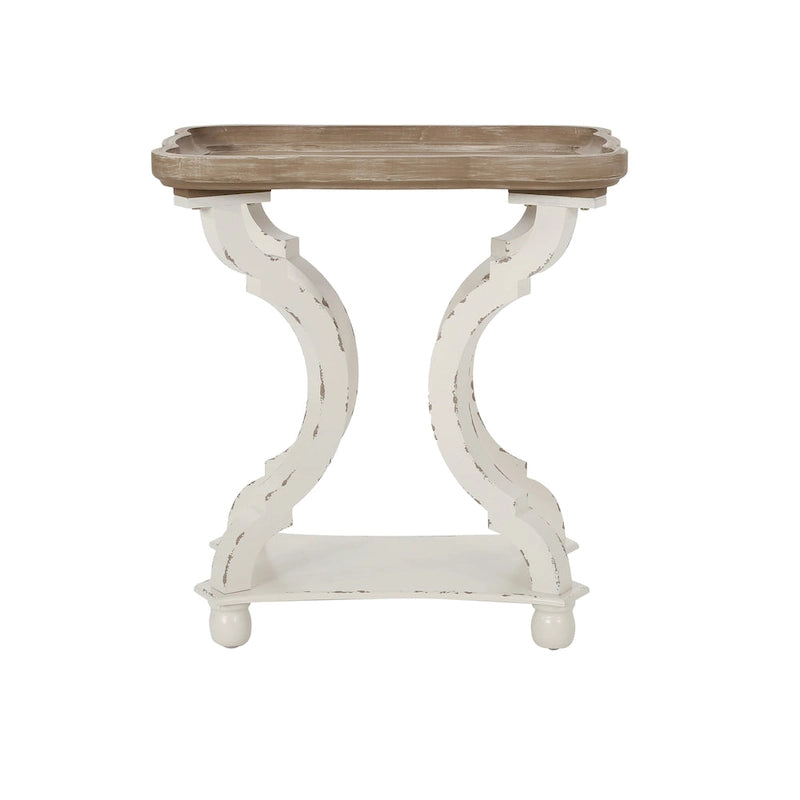 Table d'appoint de style campagne française avec plateau rectangulaire