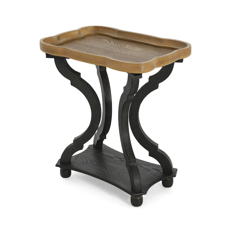 Table d'appoint de style campagne française avec plateau rectangulaire