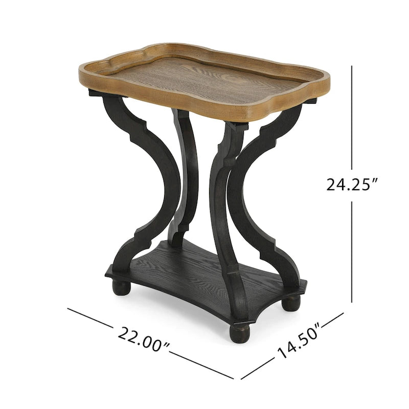 Table d'appoint de style campagne française avec plateau rectangulaire