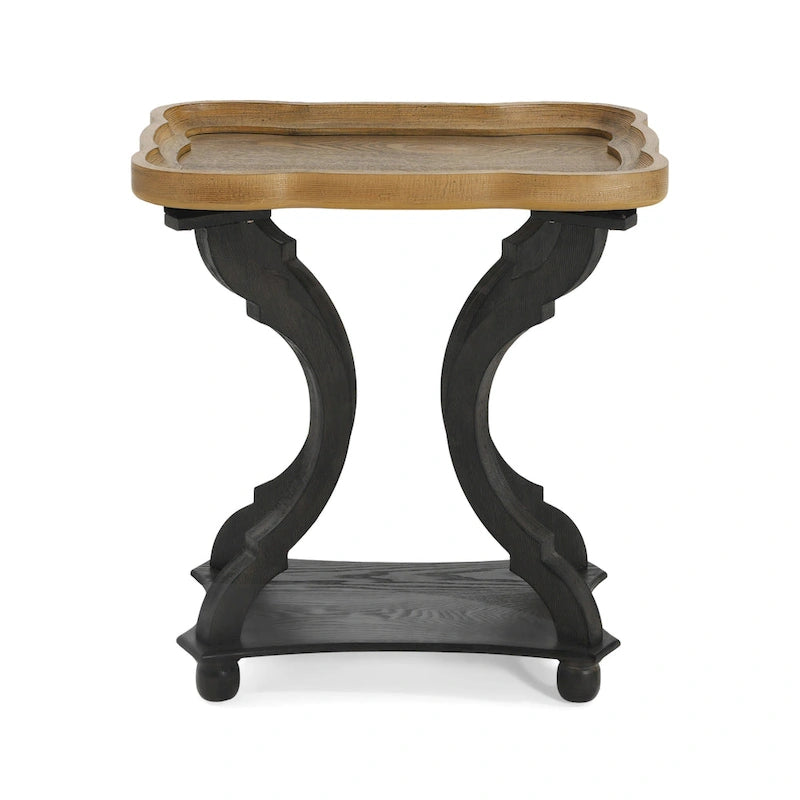Table d'appoint de style campagne française avec plateau rectangulaire