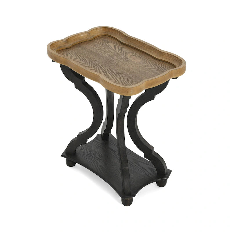 Table d'appoint de style campagne française avec plateau rectangulaire
