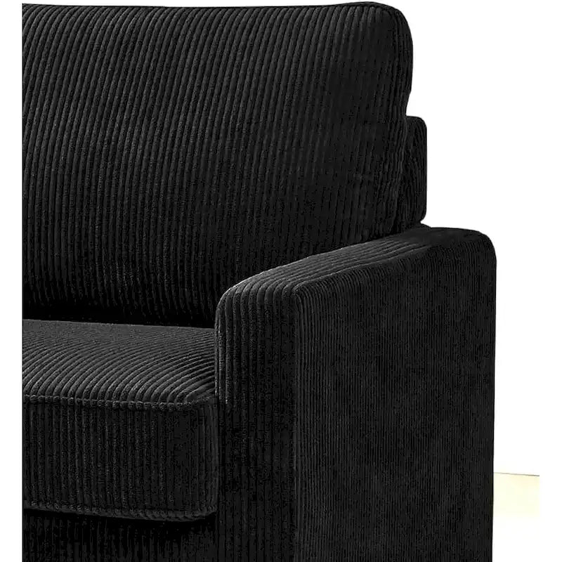 Sofa z funkcją spania o szerokości 70 cali, kwadratowymi podłokietnikami, sztruksową tapicerką i materacem piankowym