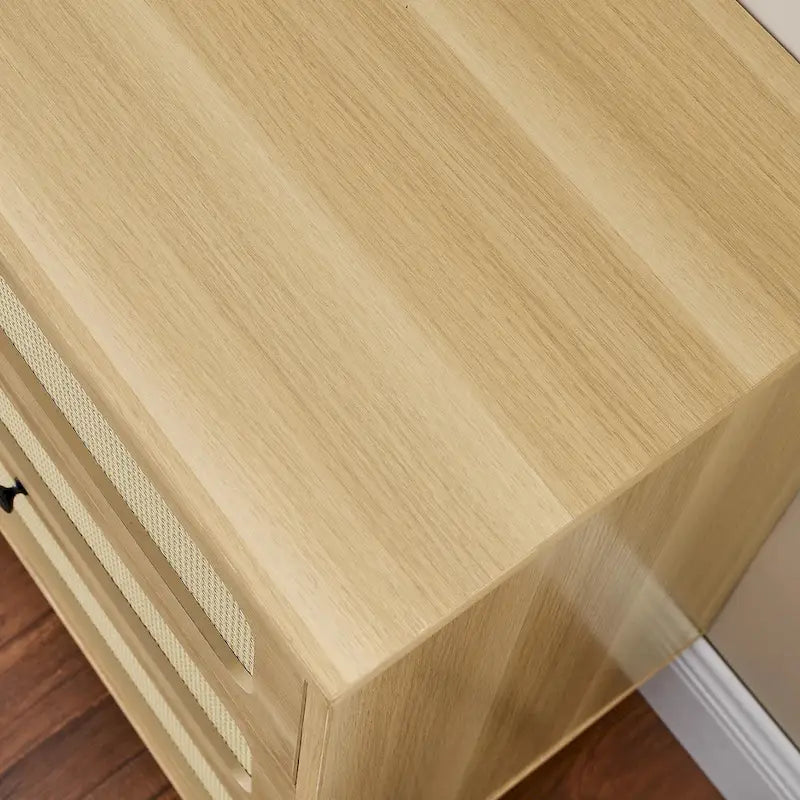 Six-Drawer Dresser with Rattan Net Fronts – Bedroom, TV Stand & Storage