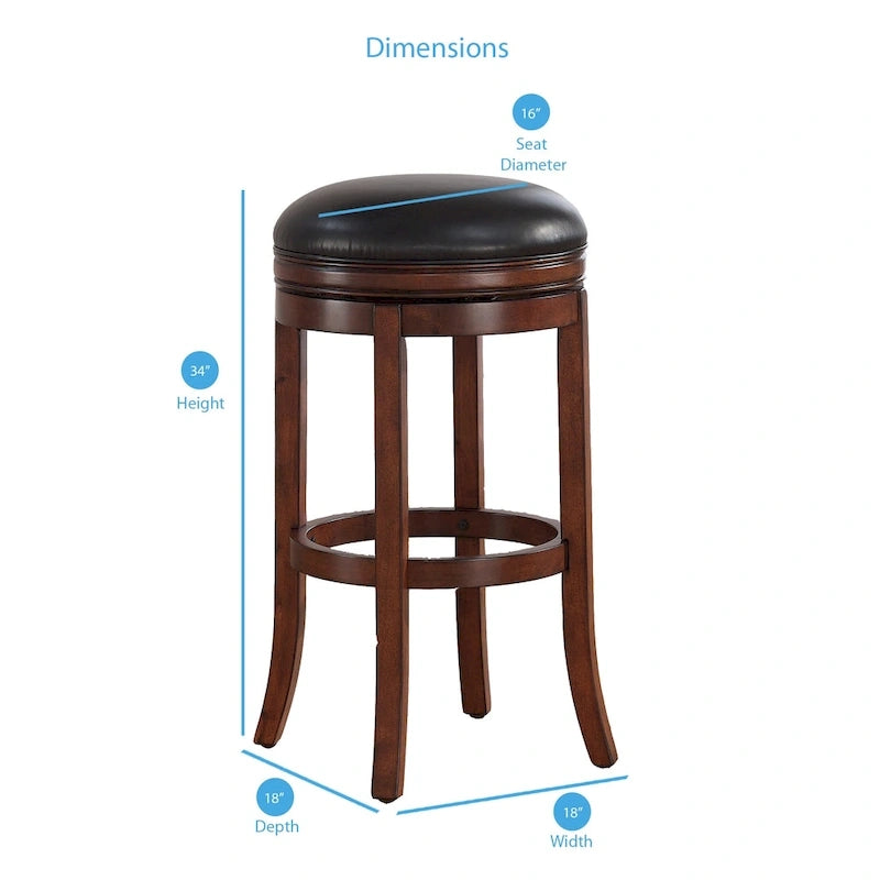 Tabouret de bar pivotant extra haut de 34 pouces en noyer