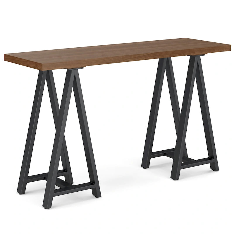 Moderner Konsolentisch im Industrial-Stil – Walnussholzplatte und Metallbockgestell