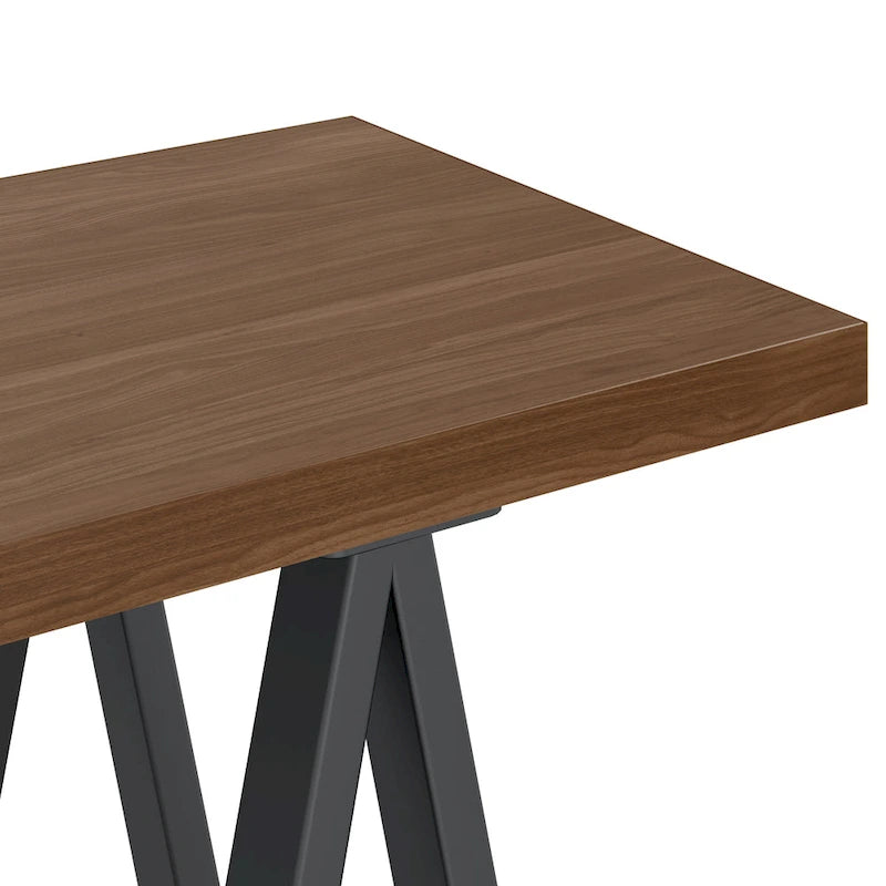 Moderner Konsolentisch im Industrial-Stil – Walnussholzplatte und Metallbockgestell