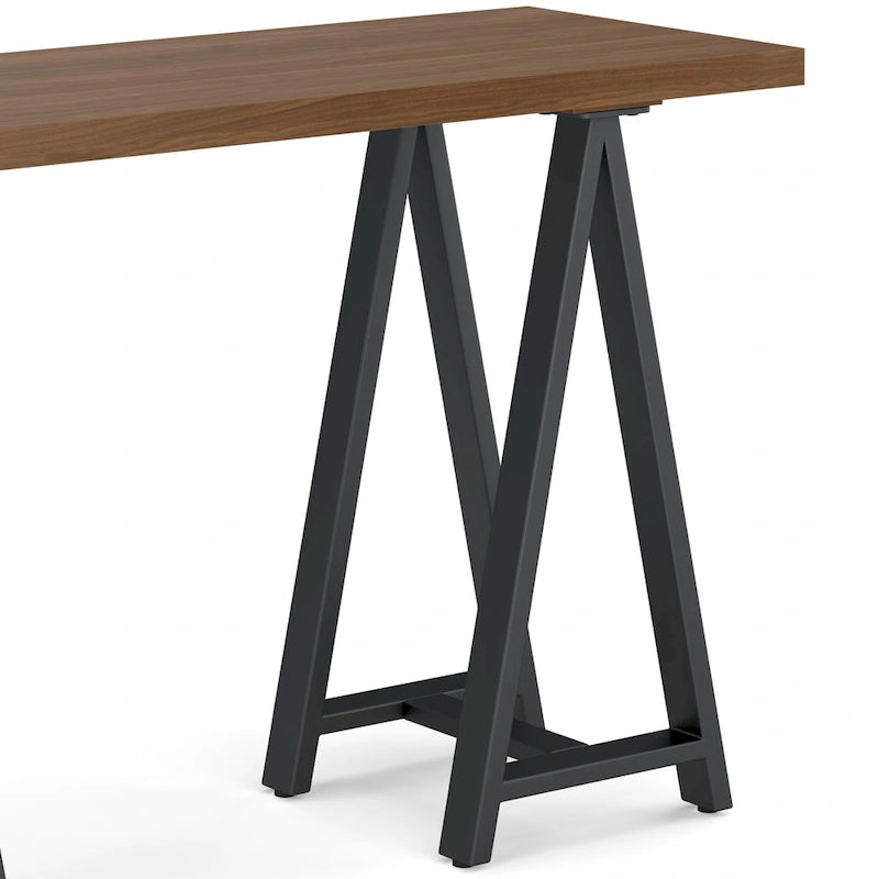 Moderner Konsolentisch im Industrial-Stil – Walnussholzplatte und Metallbockgestell
