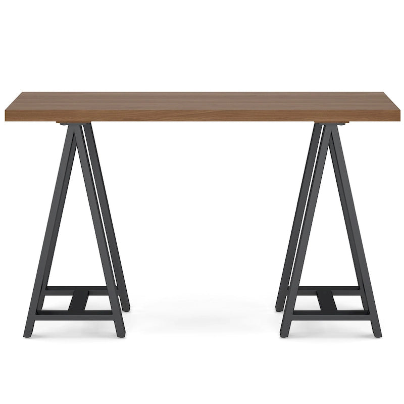 Moderner Konsolentisch im Industrial-Stil – Walnussholzplatte und Metallbockgestell