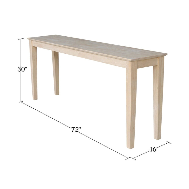 183 cm breiter Konsolentisch im Shaker-Stil aus Massivholz mit Metzgerblock-Tischplatte