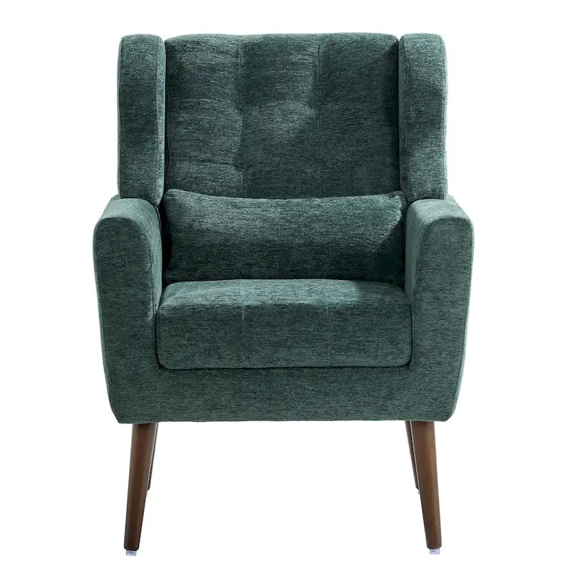 Mid-Century Modern Chenille Accent Chair with Tapered Wood Legs