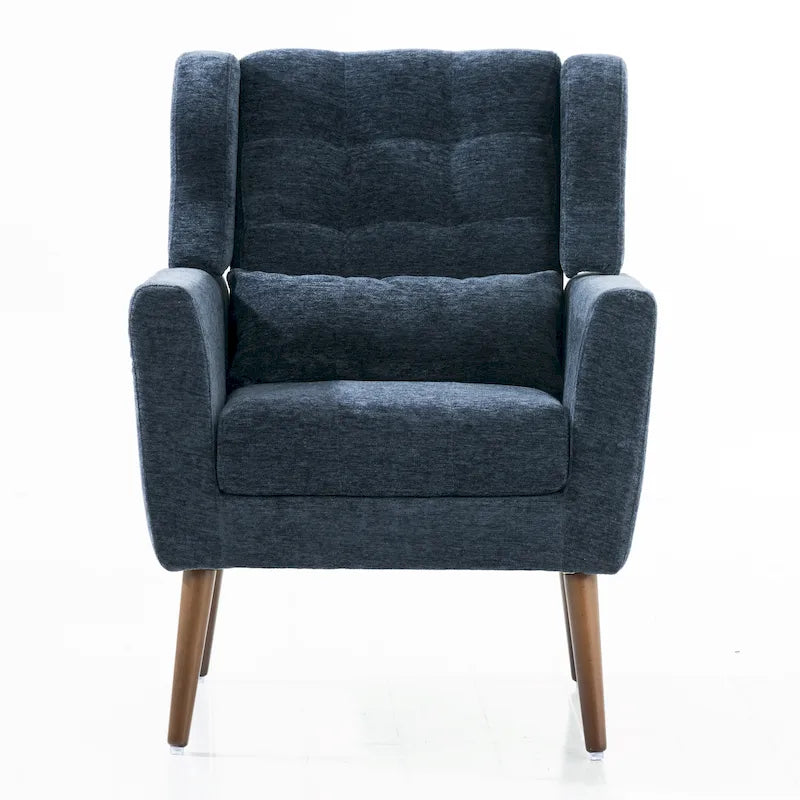 Mid-Century Modern Chenille Accent Chair with Tapered Wood Legs