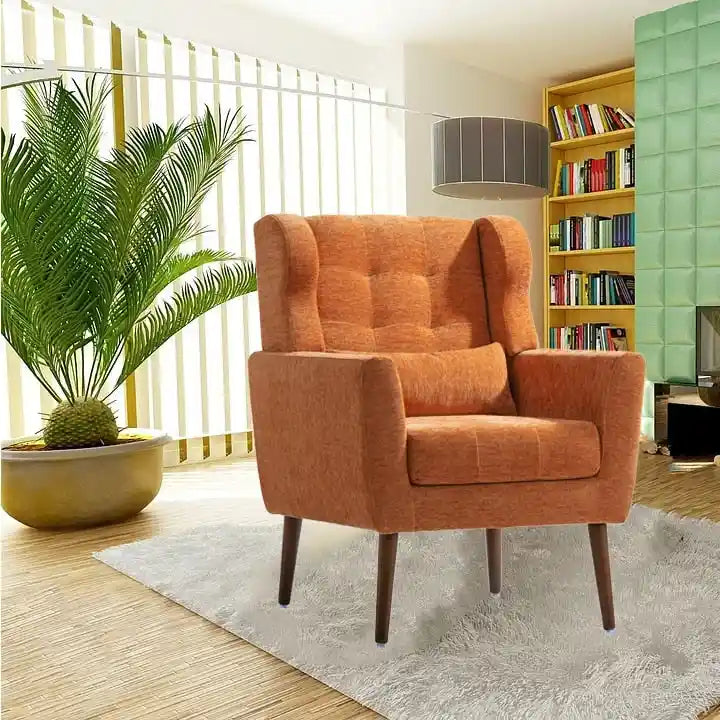 Fauteuil d'appoint moderne du milieu du siècle en chenille avec pieds en bois effilés
