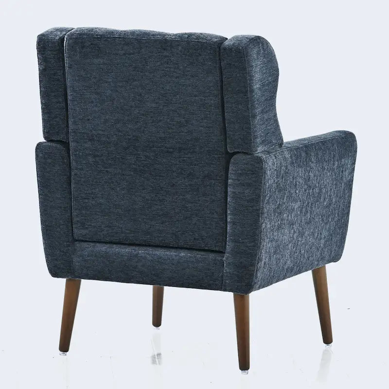 Fauteuil d'appoint moderne du milieu du siècle en chenille avec pieds en bois effilés