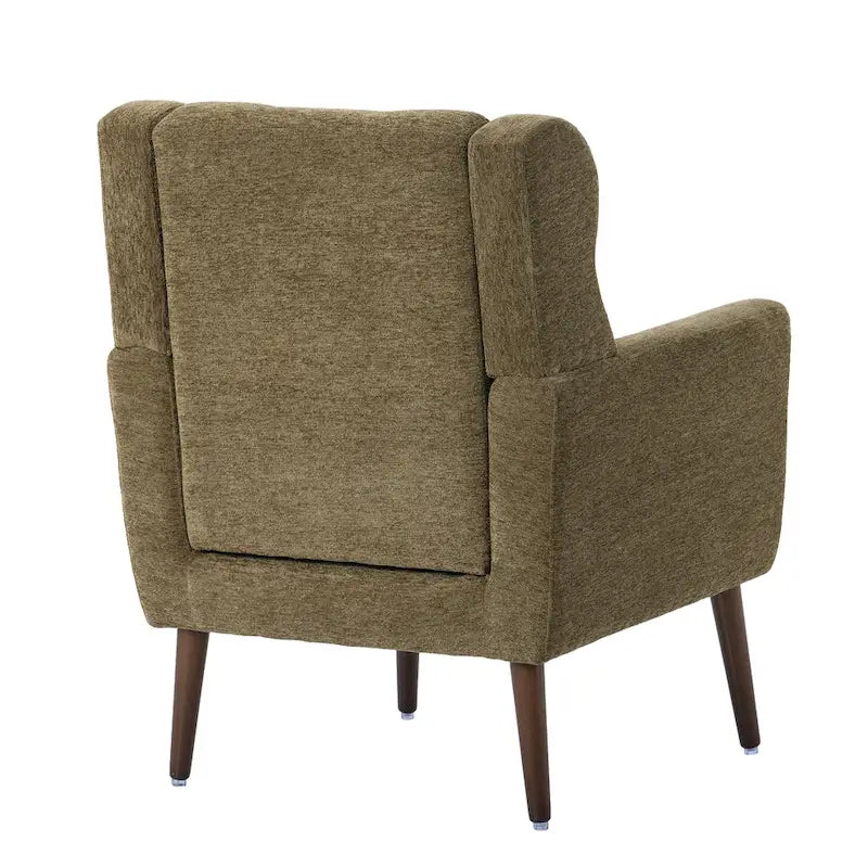 Fauteuil d'appoint moderne du milieu du siècle en chenille avec pieds en bois effilés