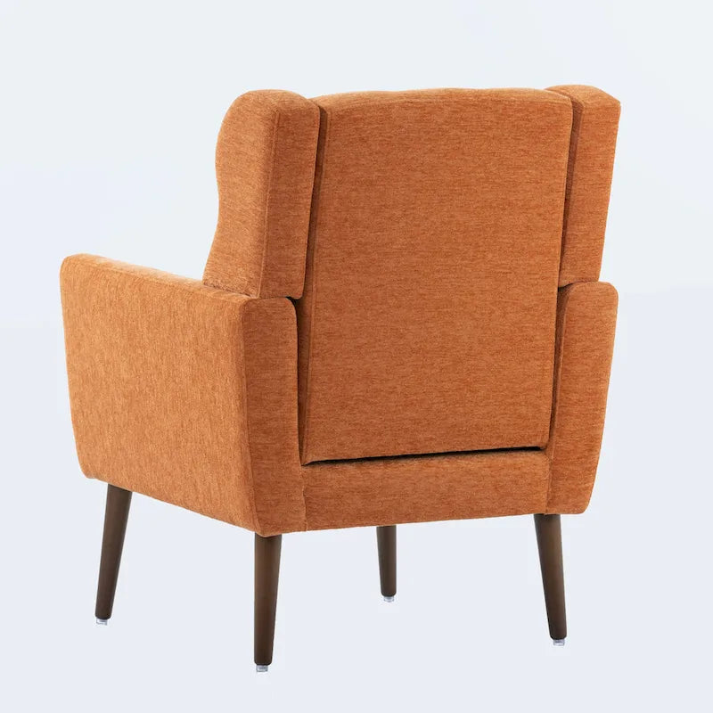 Fauteuil d'appoint moderne du milieu du siècle en chenille avec pieds en bois effilés