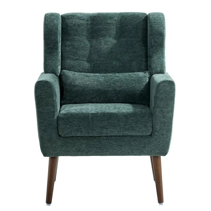 Fauteuil d'appoint moderne du milieu du siècle en chenille avec pieds en bois effilés