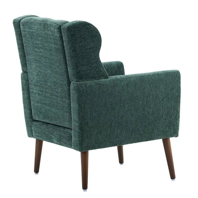 Fauteuil d'appoint moderne du milieu du siècle en chenille avec pieds en bois effilés