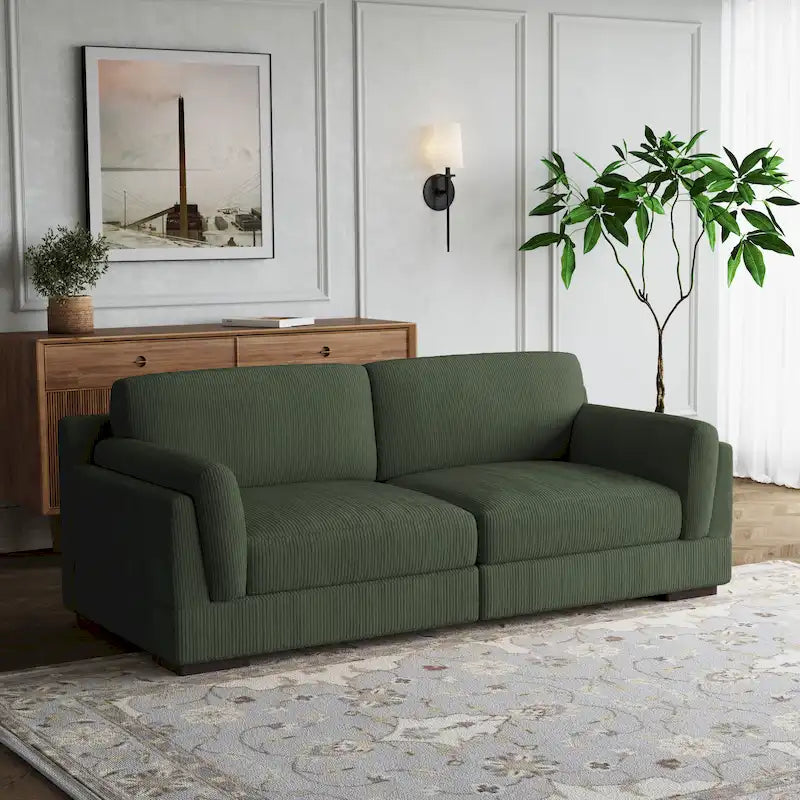 90-Inch Modern Corduroy Deep Seat Sofa