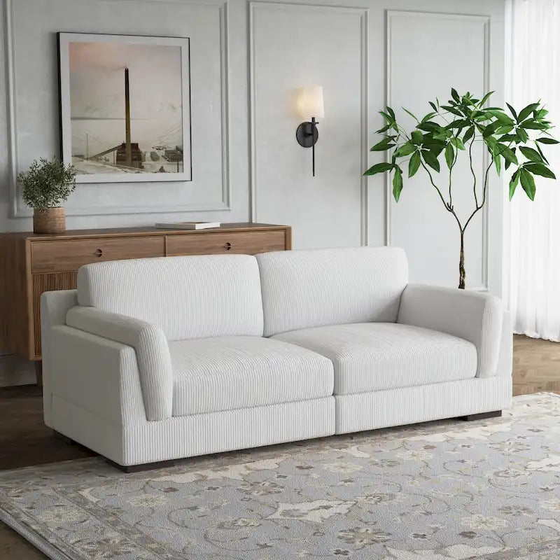 90-Inch Modern Corduroy Deep Seat Sofa