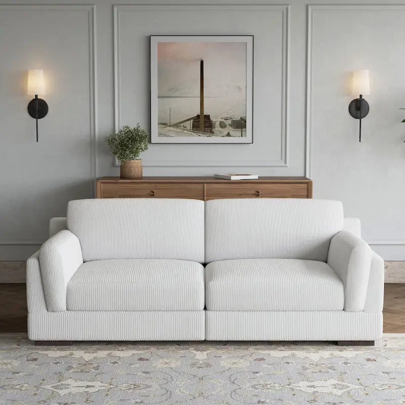 90-Inch Modern Corduroy Deep Seat Sofa