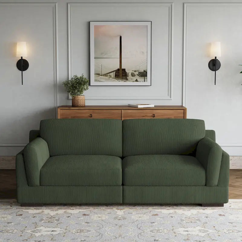 90-Inch Modern Corduroy Deep Seat Sofa