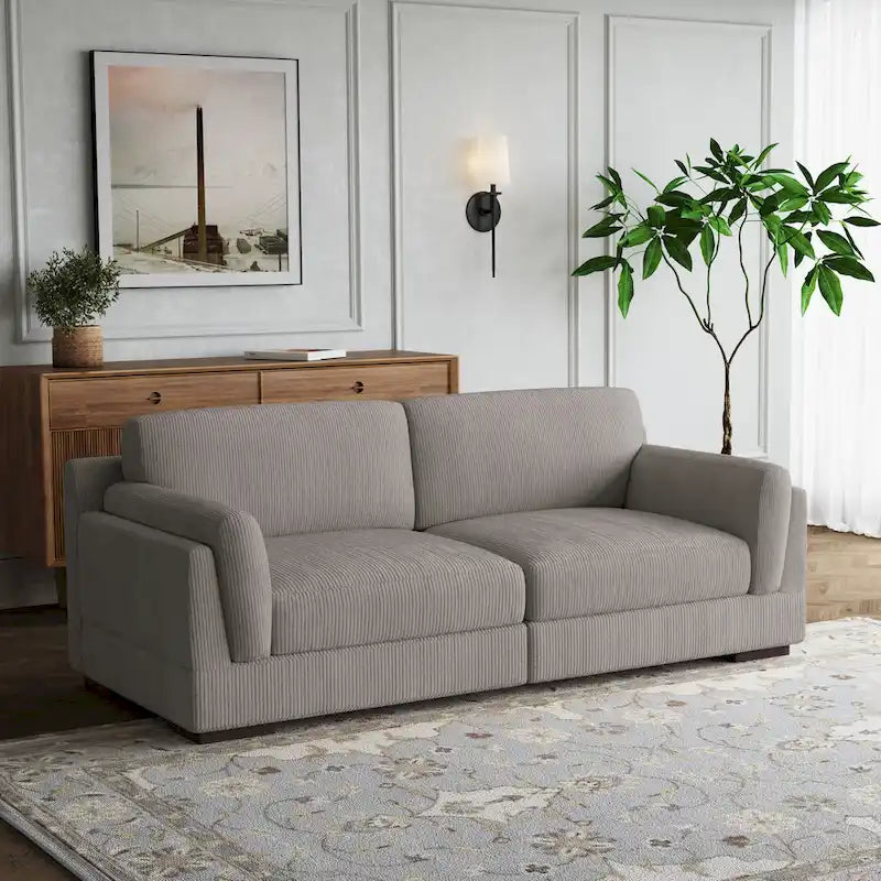 90-Inch Modern Corduroy Deep Seat Sofa