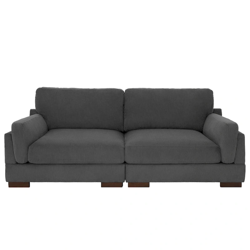 Nowoczesna sofa z sztruksu o szerokości 90 cali z głębokim siedziskiem
