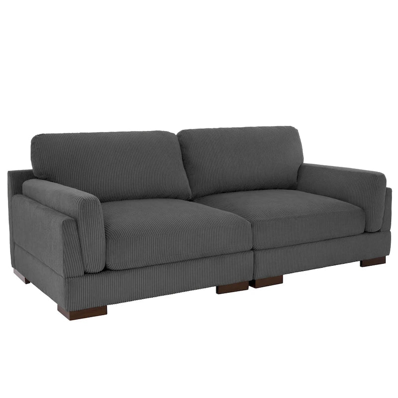 Nowoczesna sofa z sztruksu o szerokości 90 cali z głębokim siedziskiem