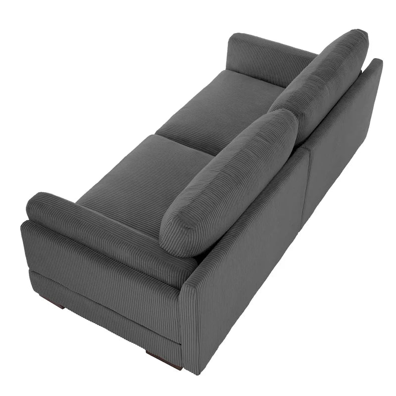 Nowoczesna sofa z sztruksu o szerokości 90 cali z głębokim siedziskiem