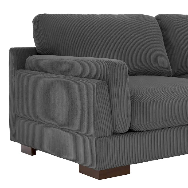 Nowoczesna sofa z sztruksu o szerokości 90 cali z głębokim siedziskiem