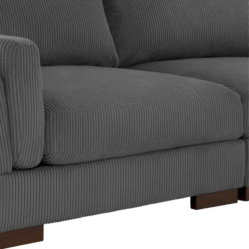 Nowoczesna sofa z sztruksu o szerokości 90 cali z głębokim siedziskiem