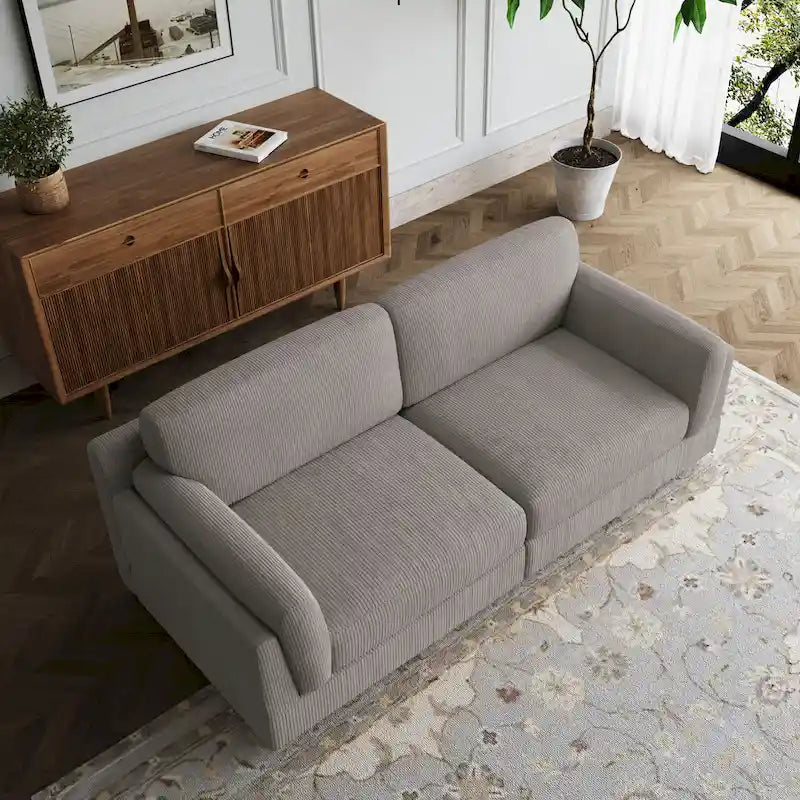 Nowoczesna sofa z sztruksu o szerokości 90 cali z głębokim siedziskiem