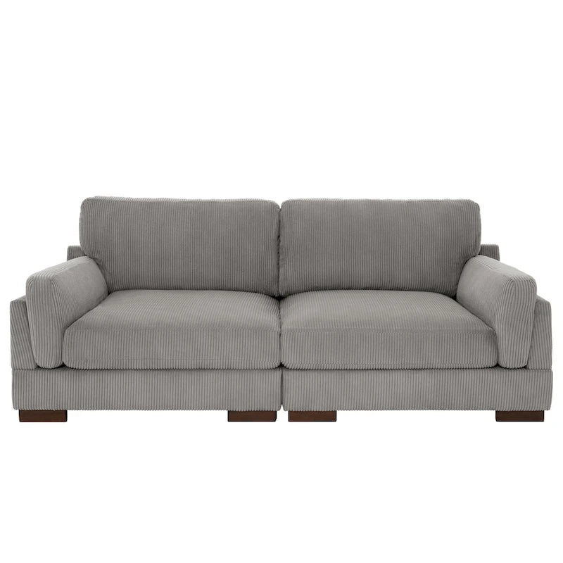 Nowoczesna sofa z sztruksu o szerokości 90 cali z głębokim siedziskiem