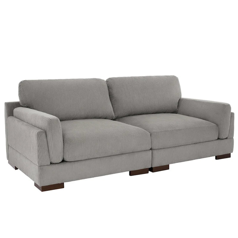 Nowoczesna sofa z sztruksu o szerokości 90 cali z głębokim siedziskiem